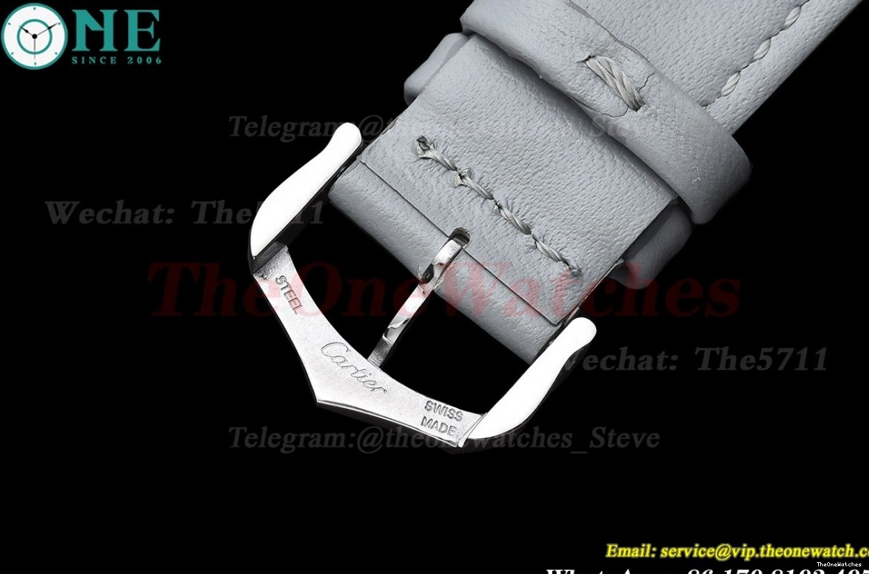 Small Leather Quartz Must On SS Grey Strap White K11F Tank LE dial 0206